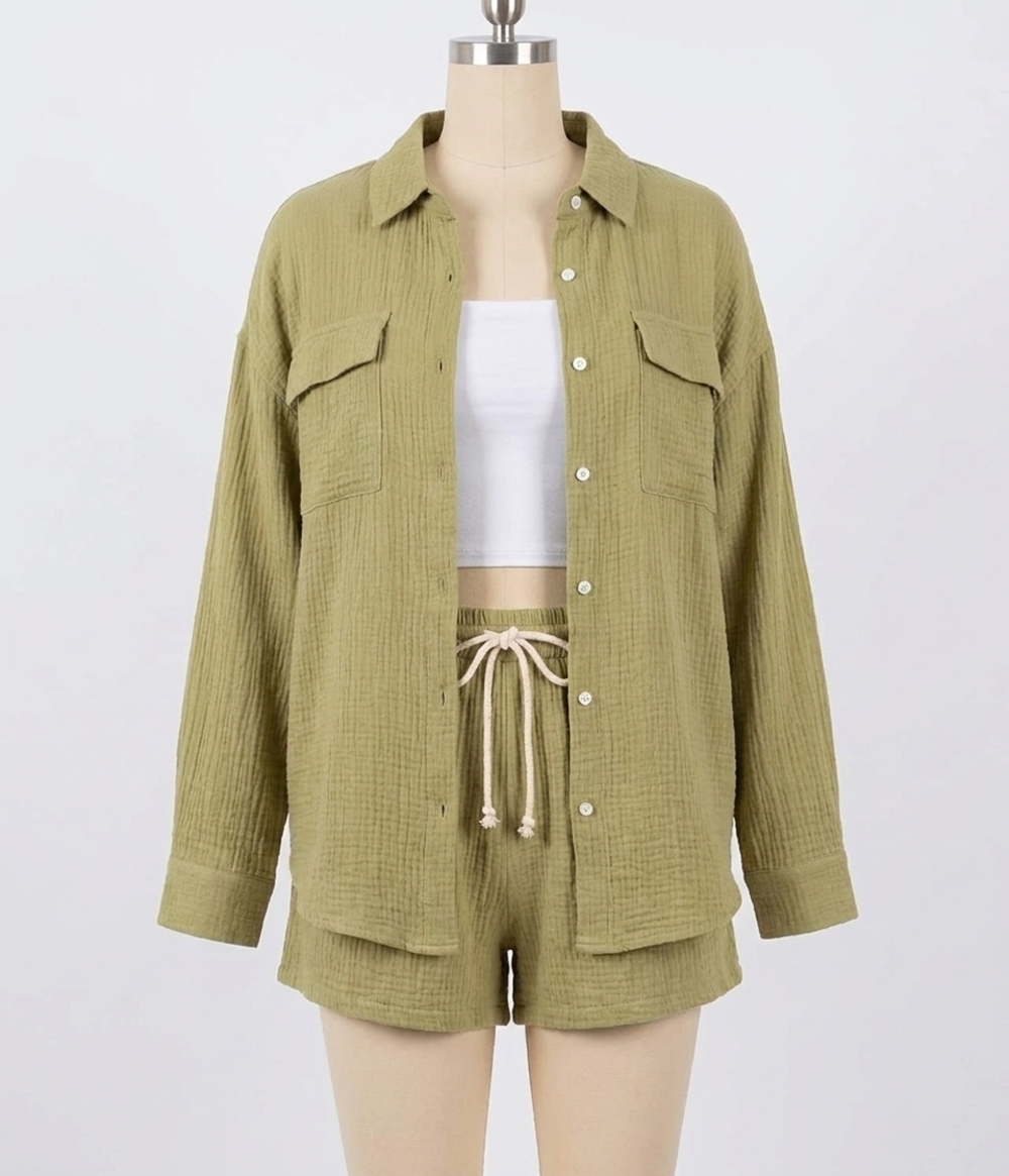 NEW LE LIS linen breeze set in light green